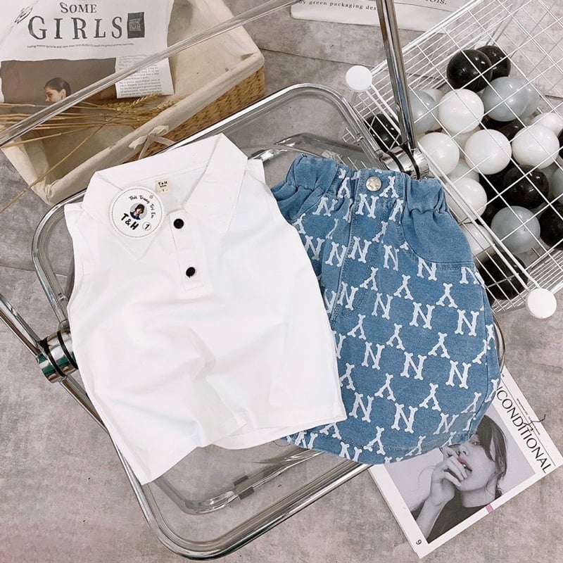 Set váy jean có cổ