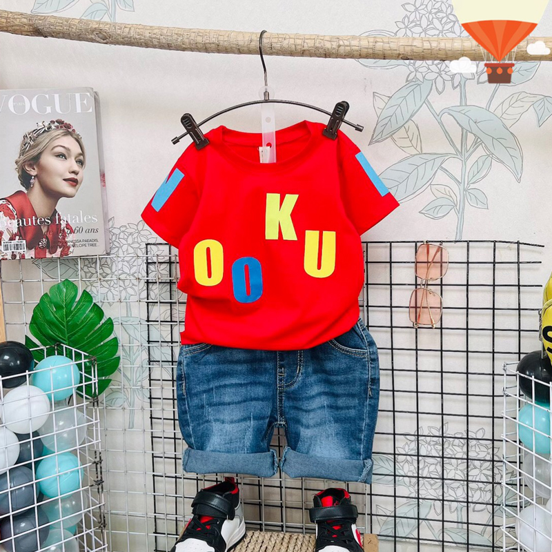 Bộ jean bé trai chữ Astro World