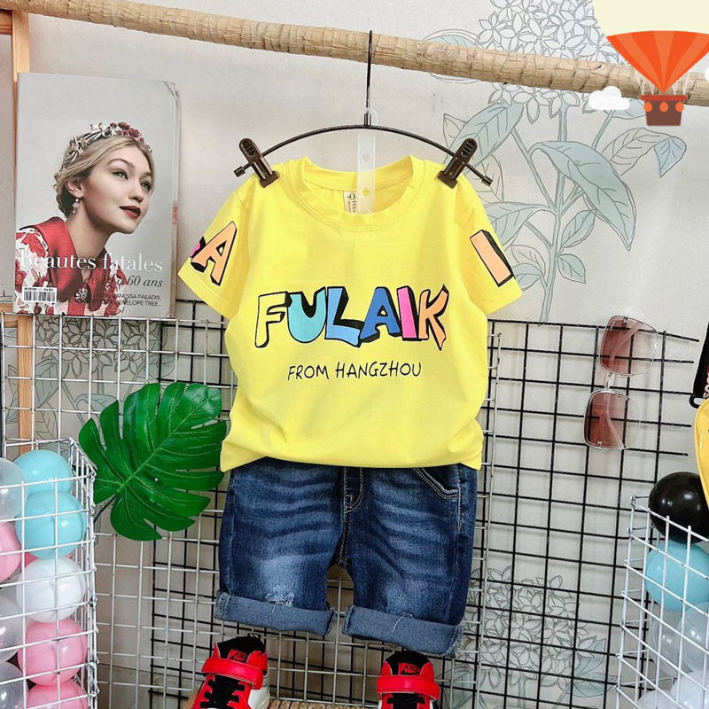 Bộ jean bé trai chữ FULA