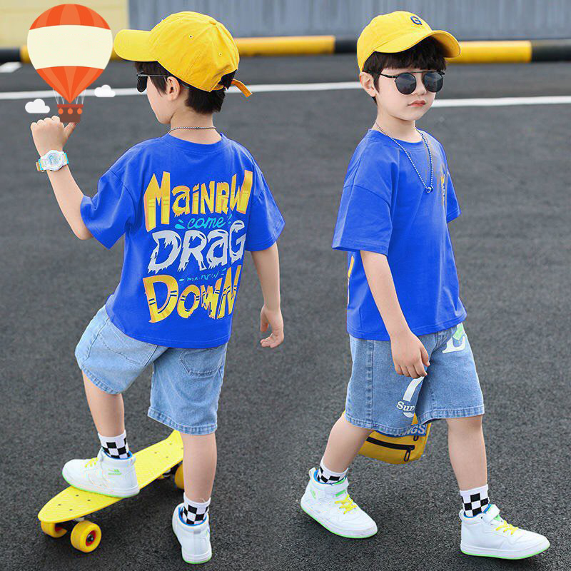 Bộ jean bé trai chữ Mainow
