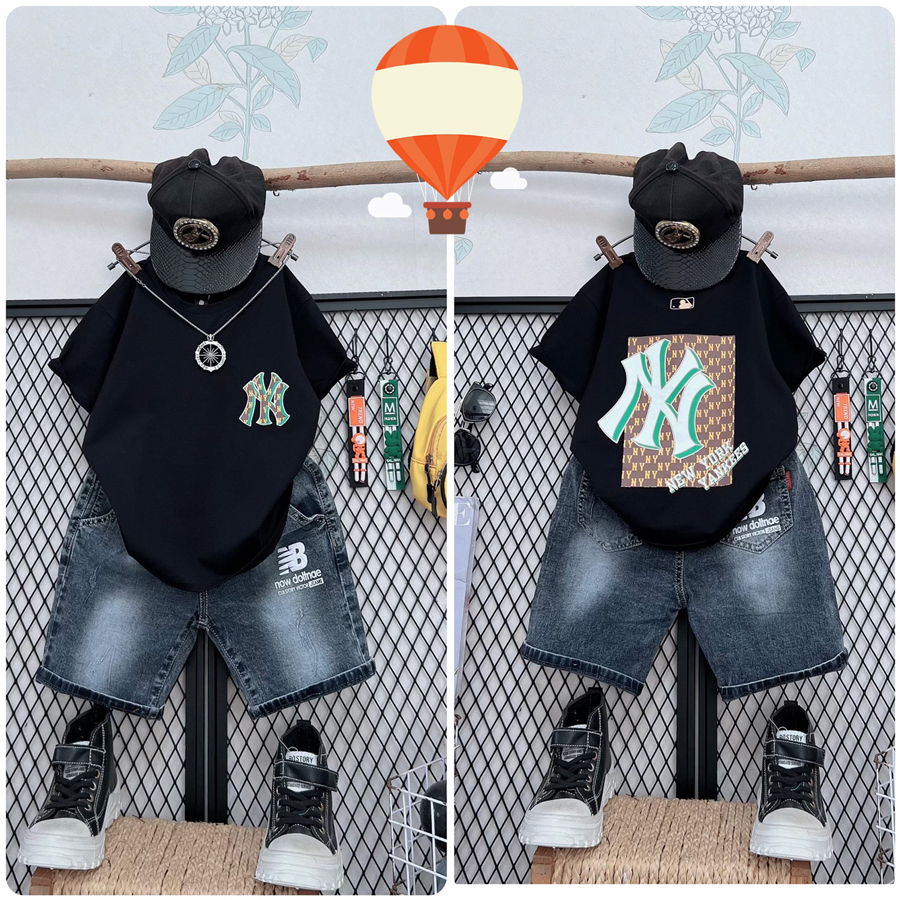 Bộ jean bé trai chữ NY
