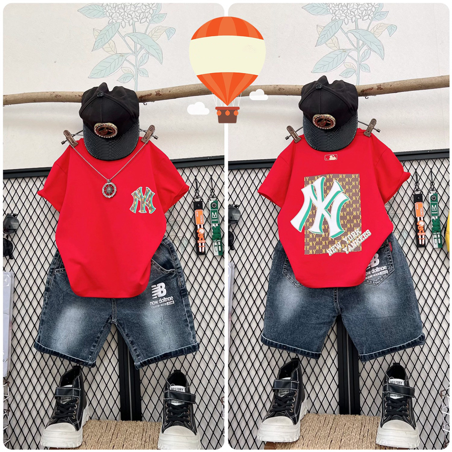 Bộ jean bé trai chữ NY