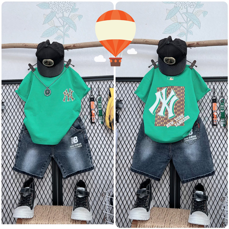 Bộ jean bé trai chữ NY