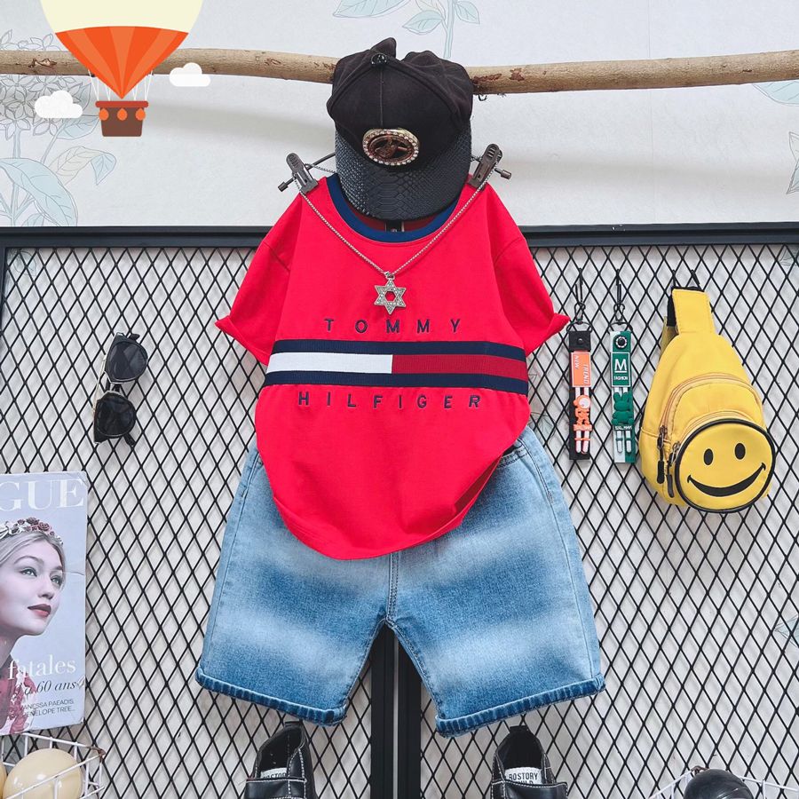 Bộ jean bé trai chữ Tommy