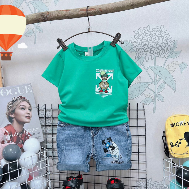Bộ jean bé trai hình vịt