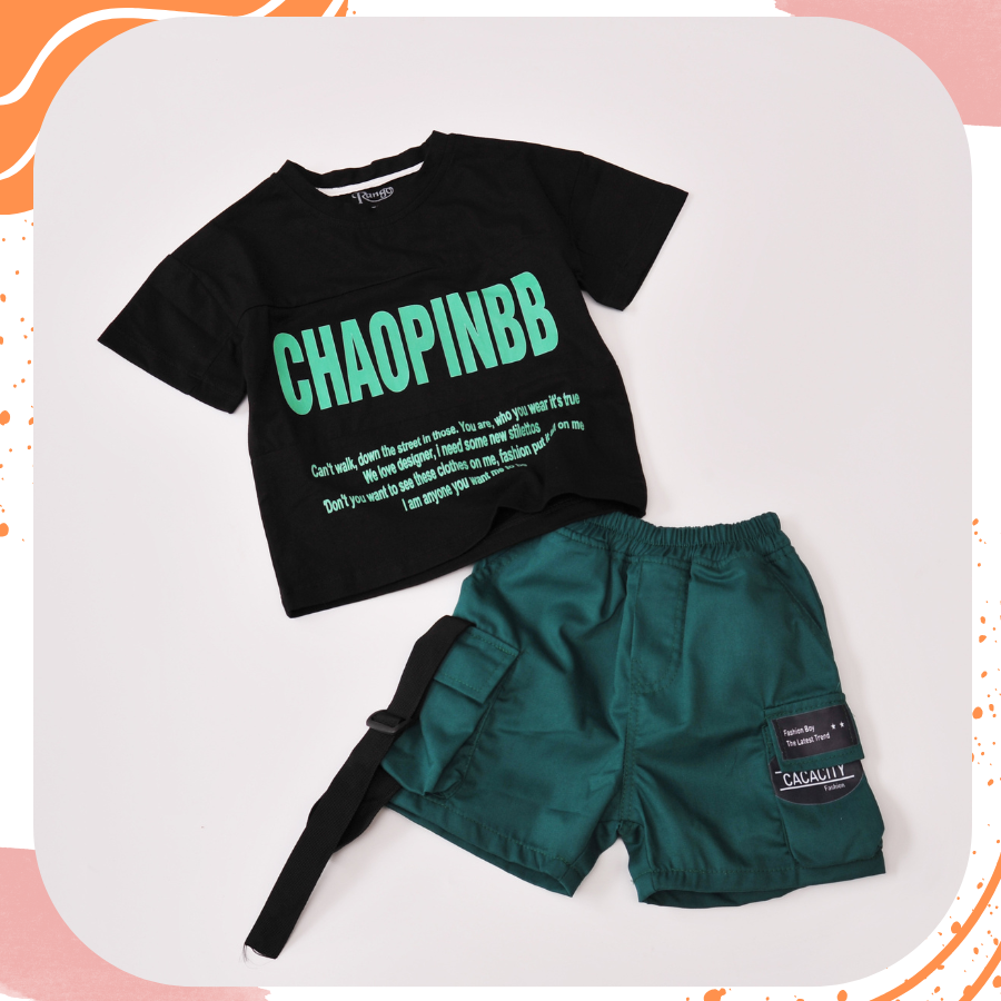 Bộ kaki bé trai chữ Chaopin