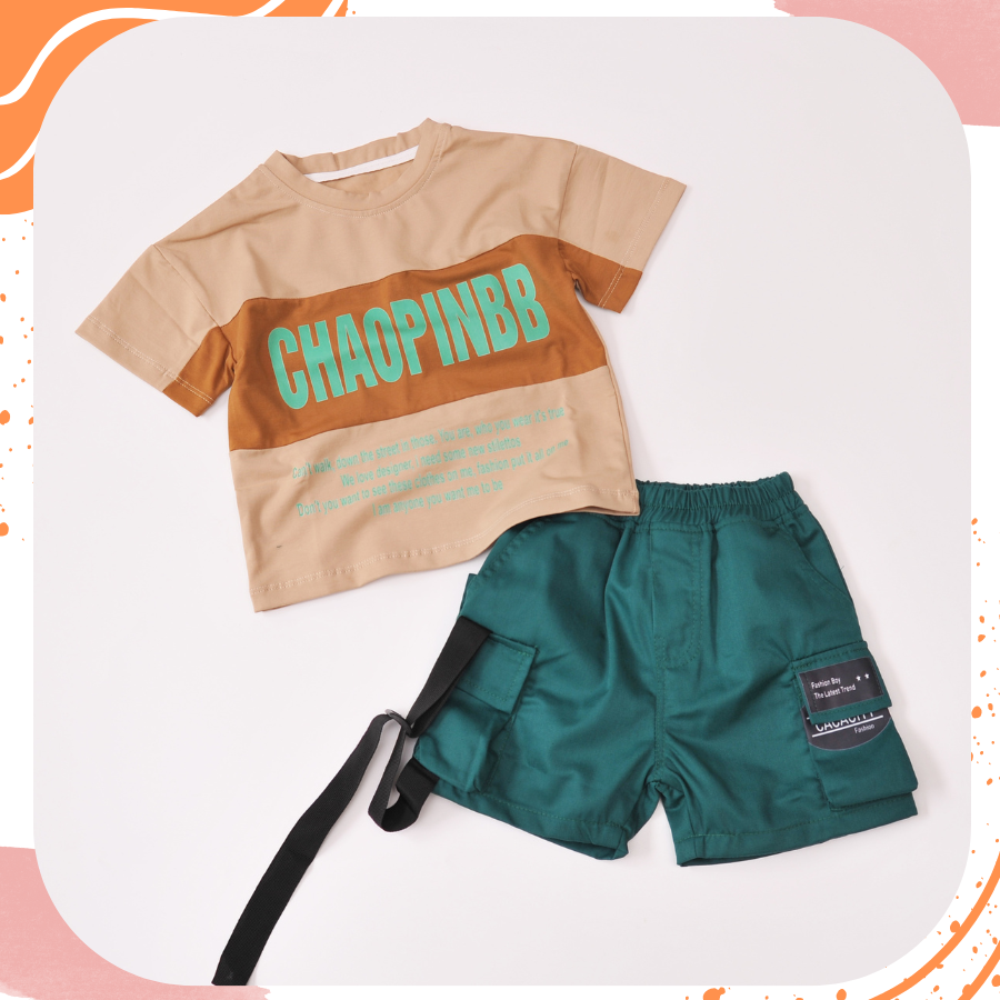 Bộ kaki bé trai chữ Chaopin