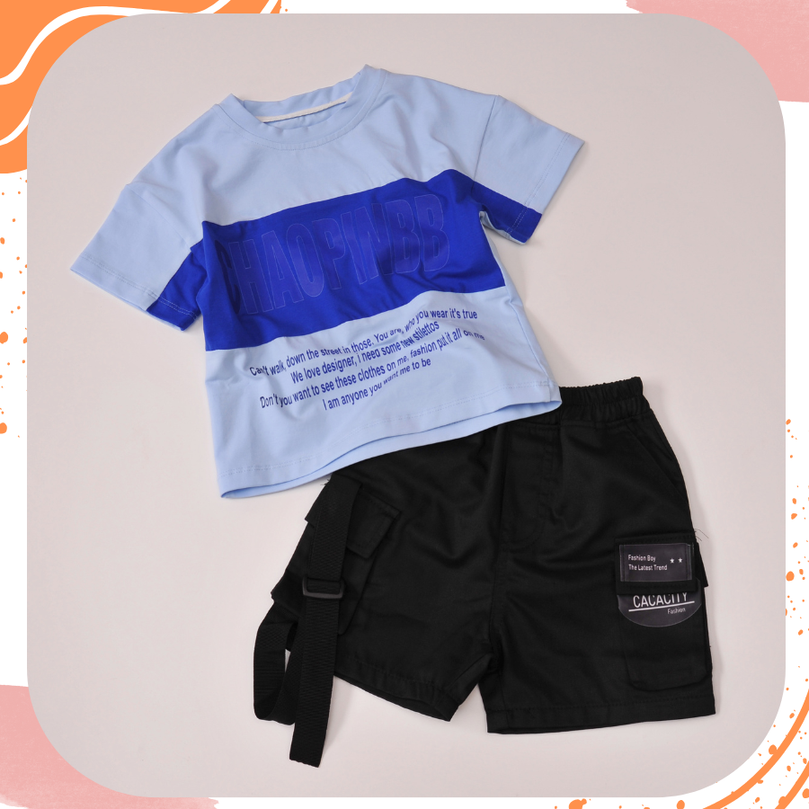Bộ kaki bé trai chữ Chaopin