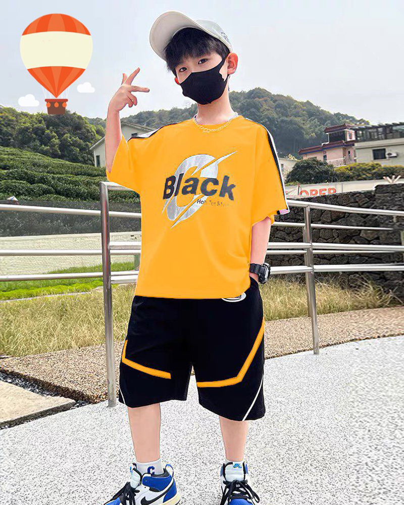 Bộ thun phối viền chữ Black