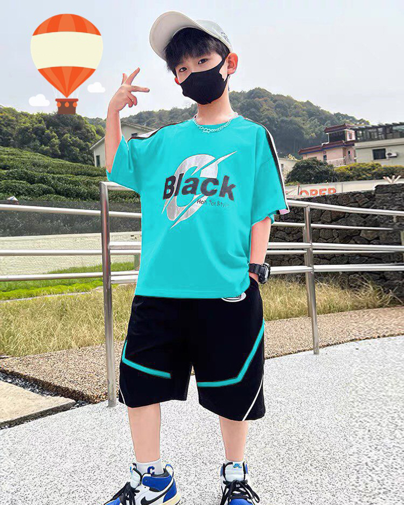 Bộ thun phối viền chữ Black