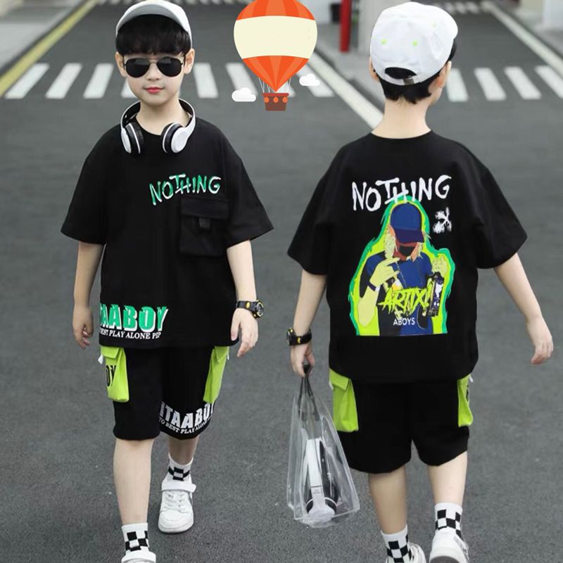 Bộ thun bé trai chữ Nothing