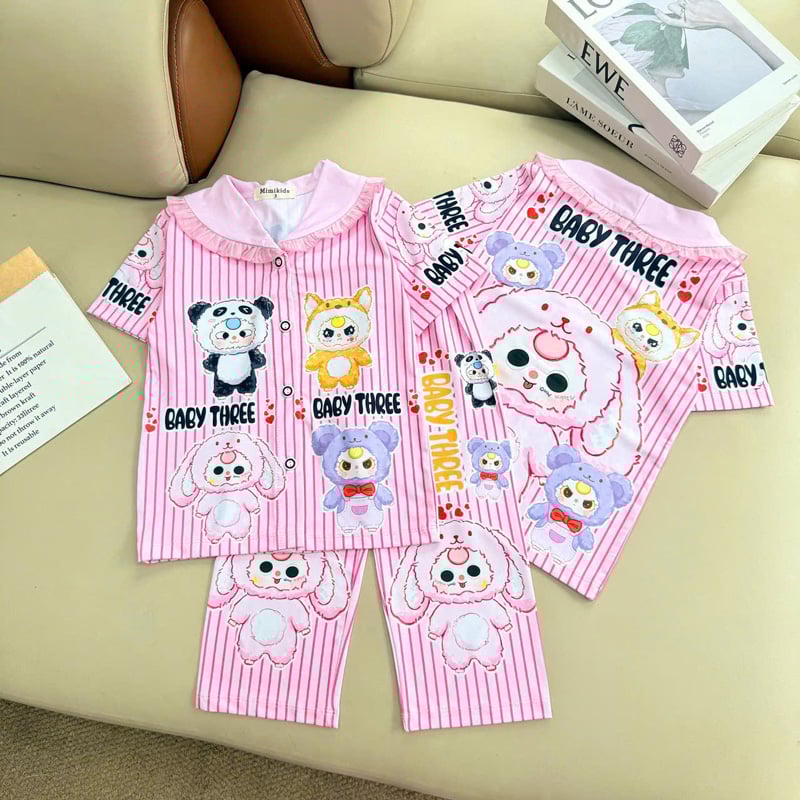 Pijama bé gái thun lạnh cổ bèo