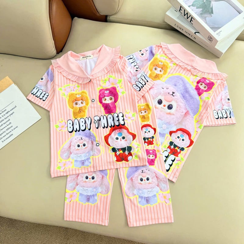 Pijama bé gái thun lạnh cổ bèo