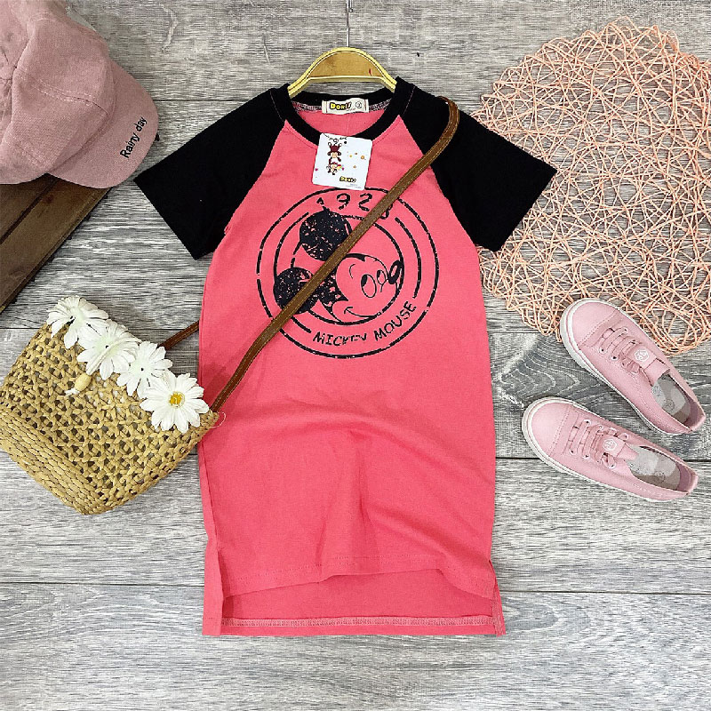 Đầm suông raglan Mickey cho mẹ và bé