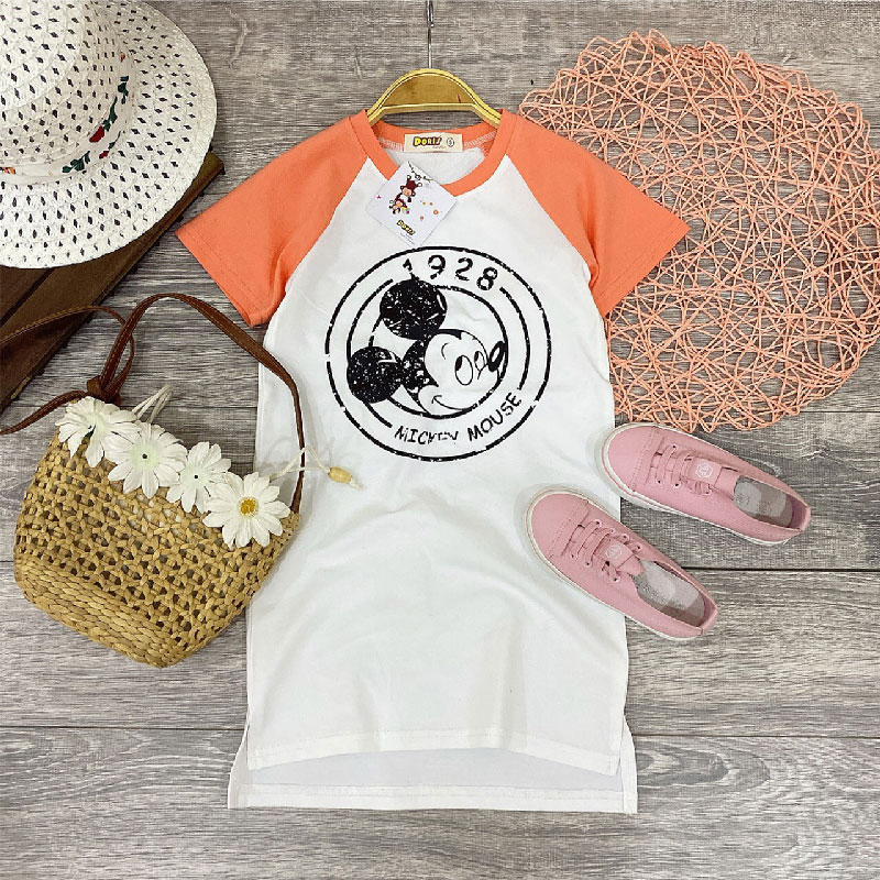 Đầm suông raglan Mickey cho mẹ và bé