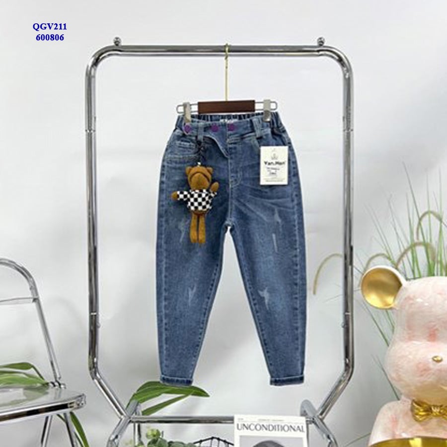 Quần jean baggy gấu caro nâu 600806