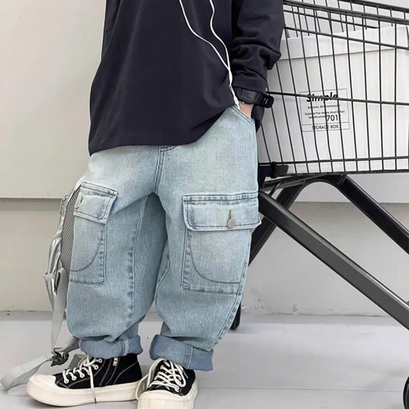 Quần jean baggy bé trai túi hộp
