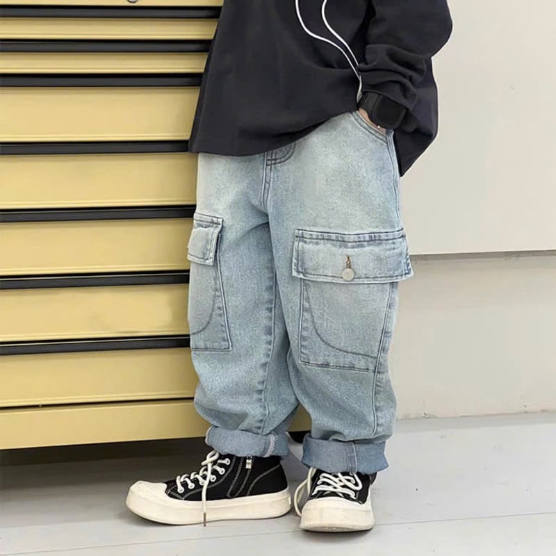 Quần jean baggy bé trai túi hộp