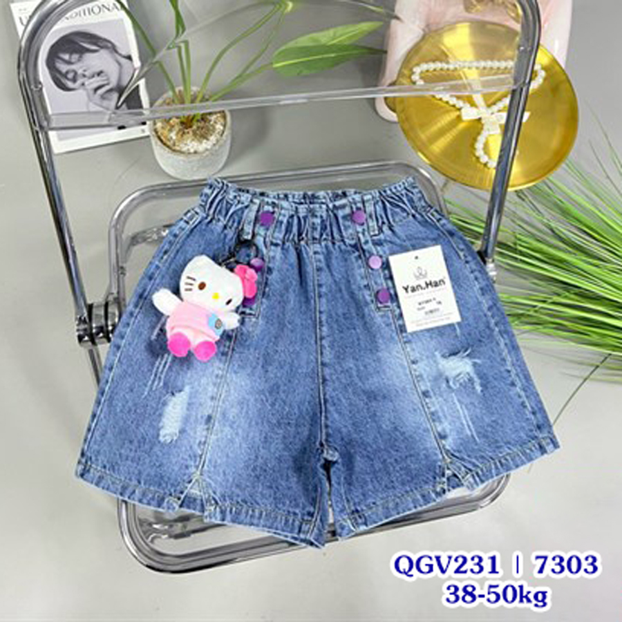 Quần short jean hình Kitty 7303