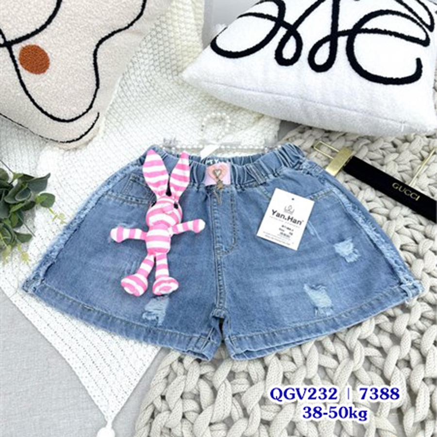 Quần short jean thỏ sọc 7388