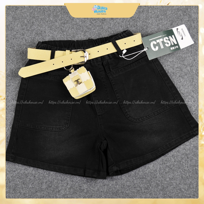 Quần short jean bé gái Quảng Châu túi ngang 8808