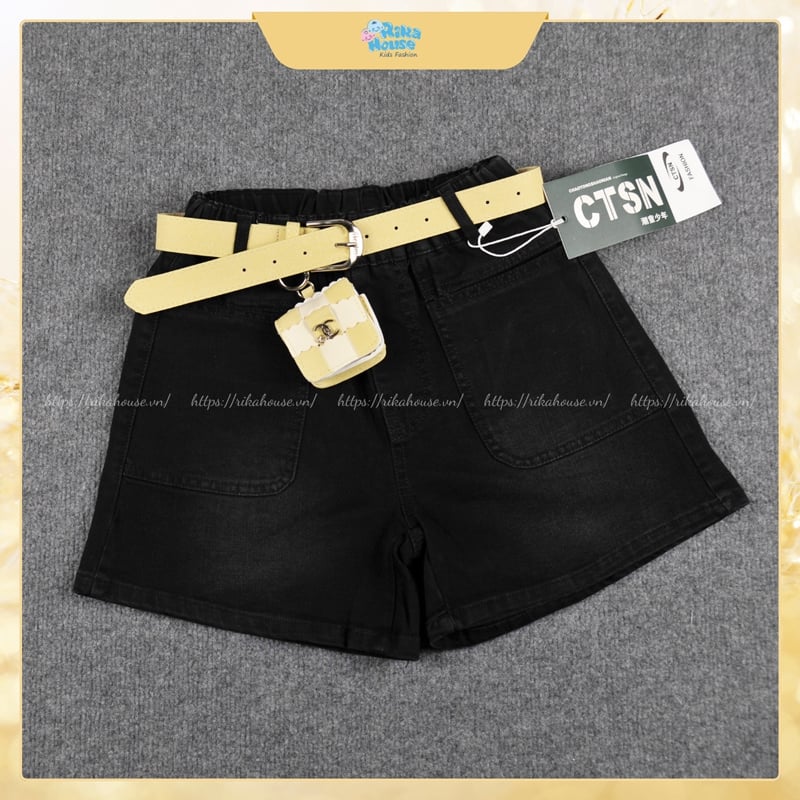 Quần short jean bé gái Quảng Châu túi ngang 8808