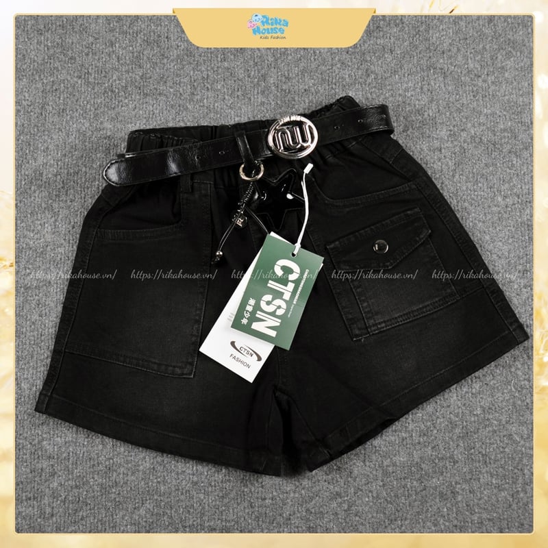 Quần short jean bé gái Quảng Châu túi nhỏ 8811