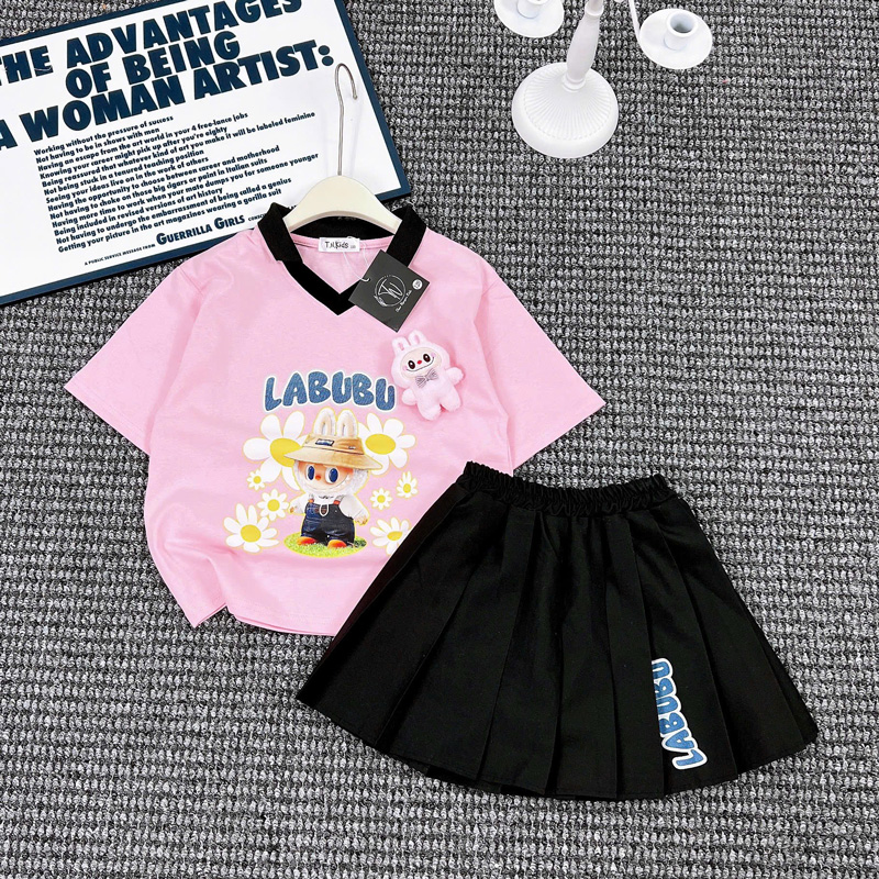 Set váy bé gái Labubu kèm gấu