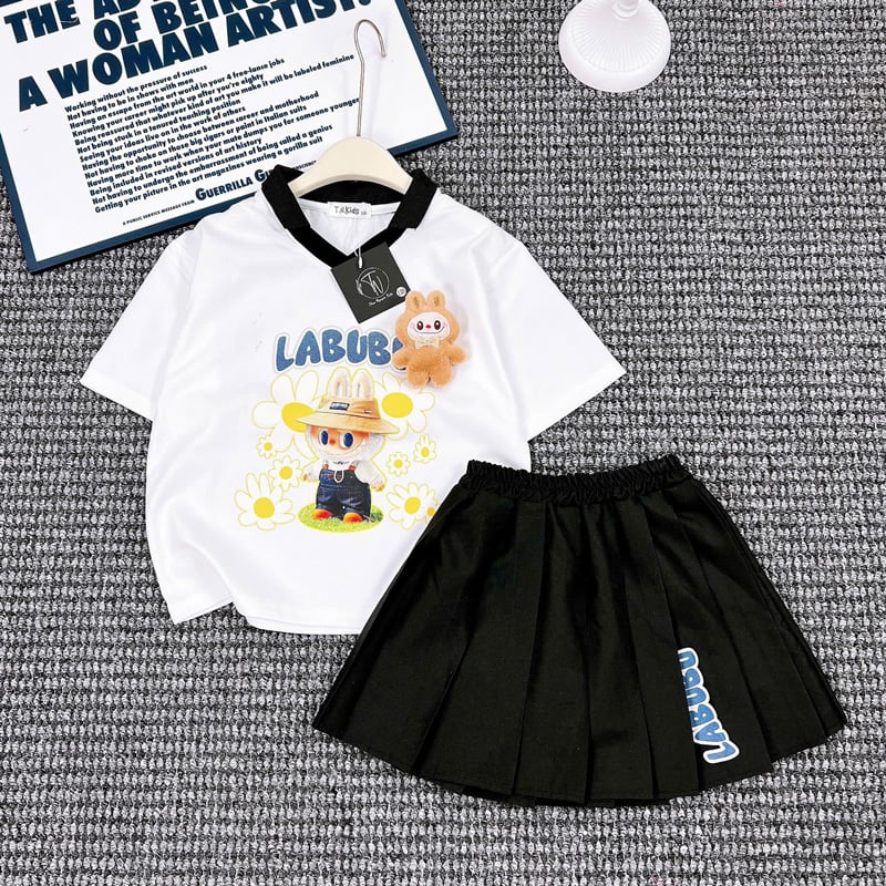 Set váy bé gái Labubu kèm gấu