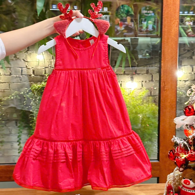 Đầm bé gái sát nách kèm cài Noel