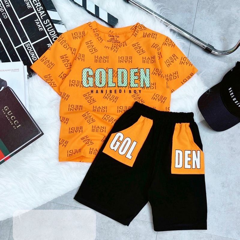 Bộ thun bé trai chữ Golden