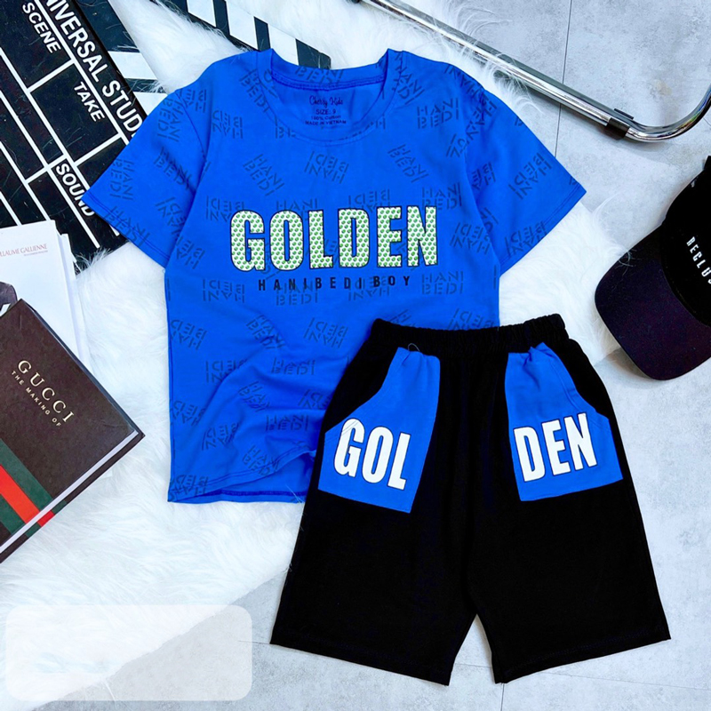Bộ thun bé trai chữ Golden