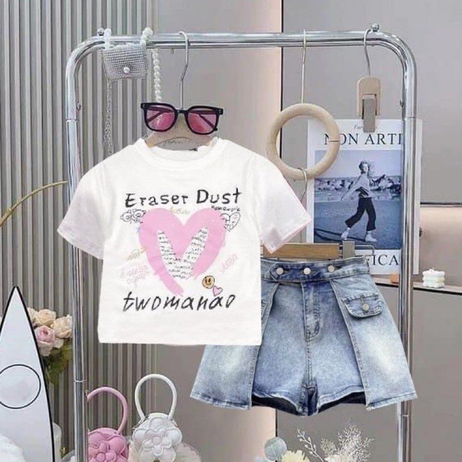 Set quần váy trái tim