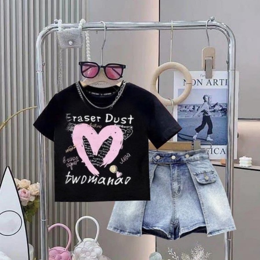 Set quần váy trái tim