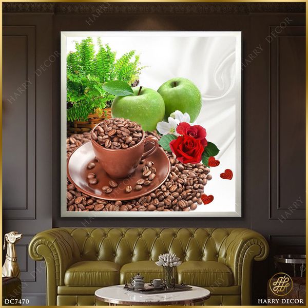 Tranh Vuông Hạt Cà Phê Bên Qủa Táo 1 DC7470 