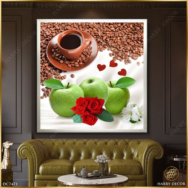  Tranh Vuông Hạt Cà Phê Bên Qủa Táo 2 DC7471 