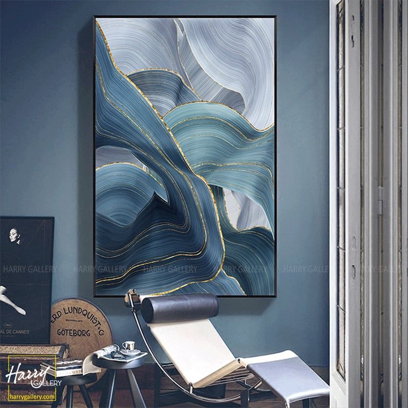  Tranh Trừu Tượng Tông Màu Xanh C0336 