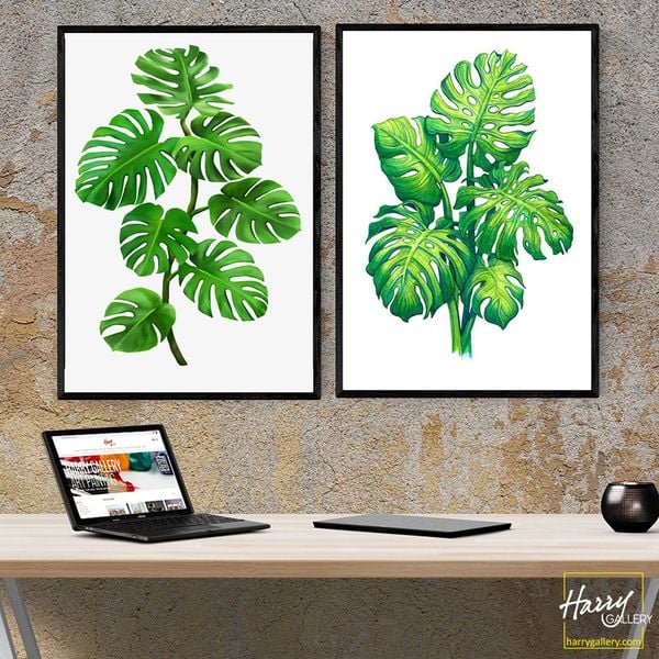  Bộ 2 Tranh Lá Cây Nhiệt Đới S0415 