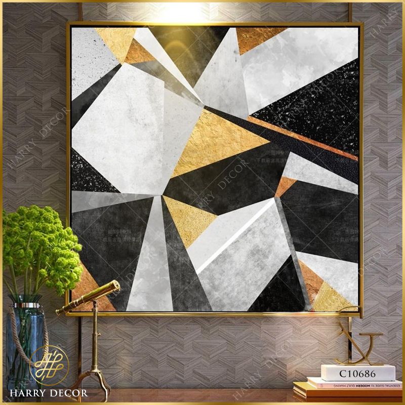  Tranh Vuông Art Of Geomety Black And Golden C10686 