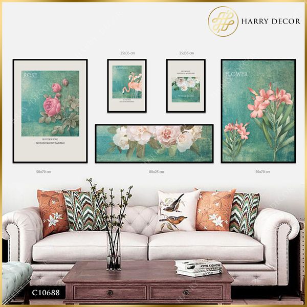  Bộ 5 Tranh Hoa Hồng Hạc C10688 