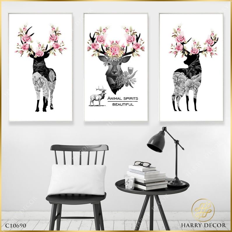  Bộ 3 Tranh Deer Spirits Beautifull C10690 