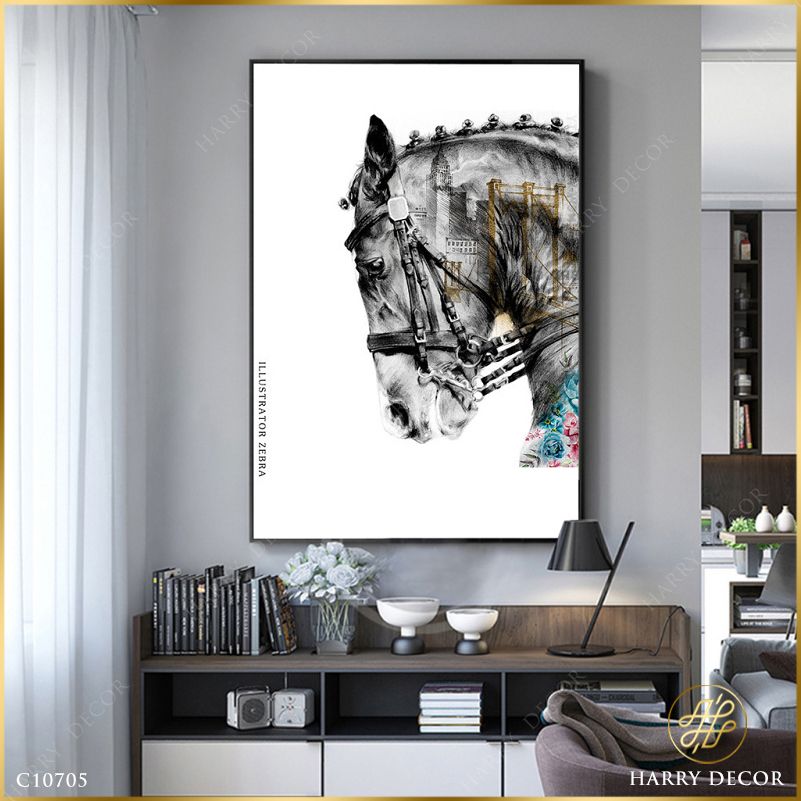  Tranh Hắc Mã Oai Vệ C10705 