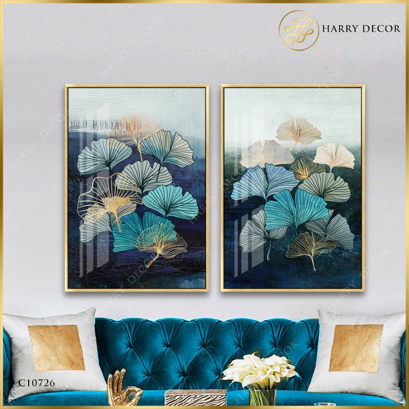  Bộ 2 Tranh Lá Mềm Xanh Xanh C10726 