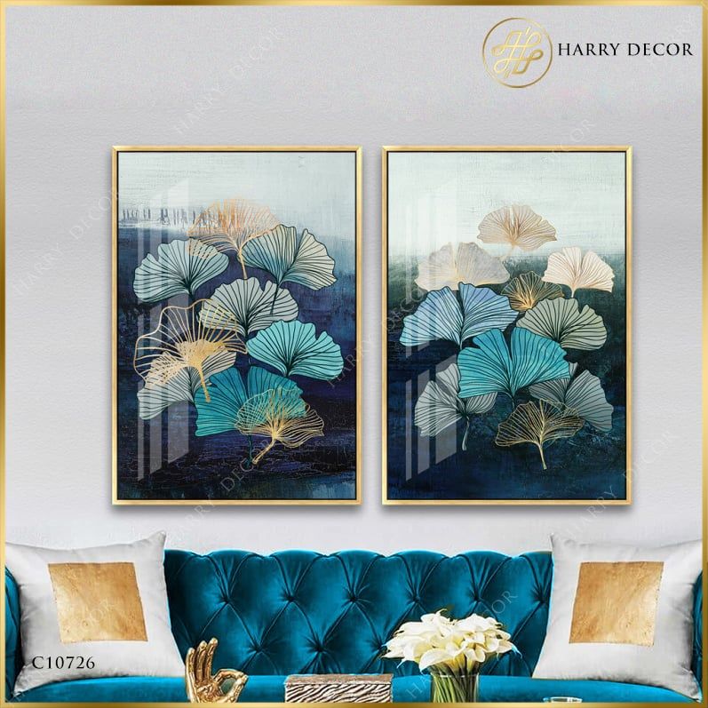  Bộ 2 Tranh Lá Mềm Xanh Xanh C10726 