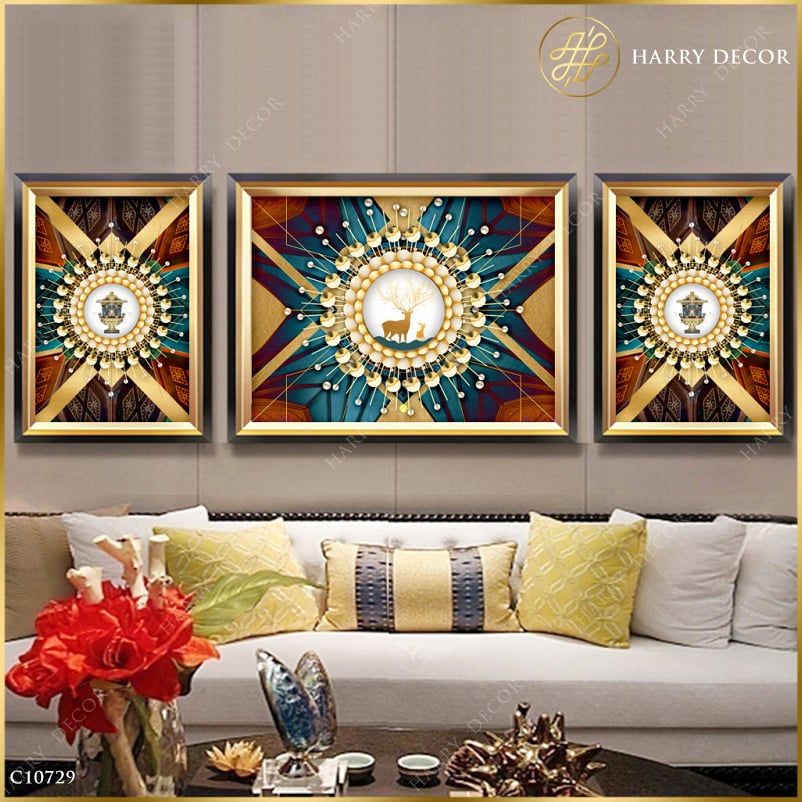  Bộ 3 Tranh Họa Tiết Đặc Sắc Và Tuần Lộc C10729 