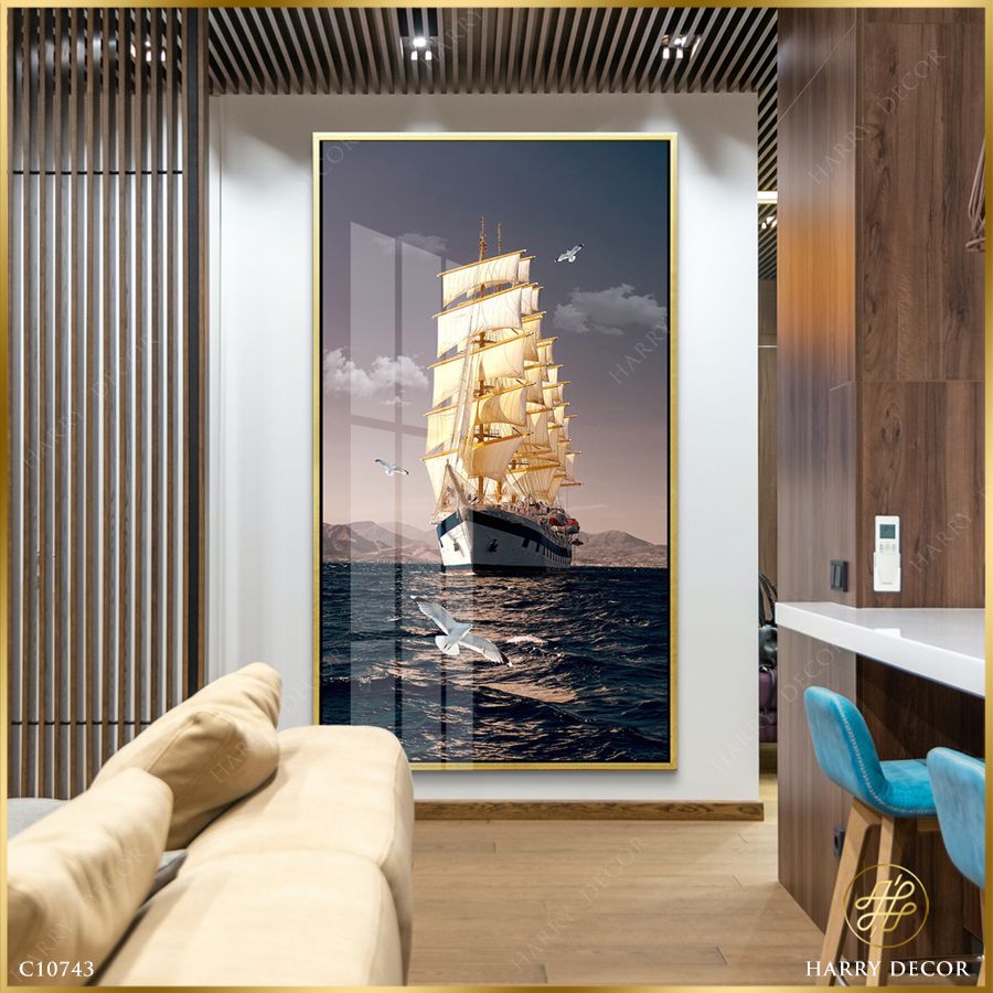  Tranh Thuyền Buồm Hùng Dũng Khơi Xa C10743 