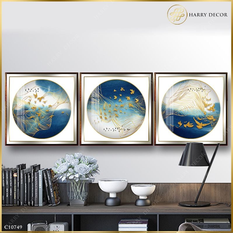  Bộ 3 Tranh Vuông Chim Lượn Trời Đông C10749 