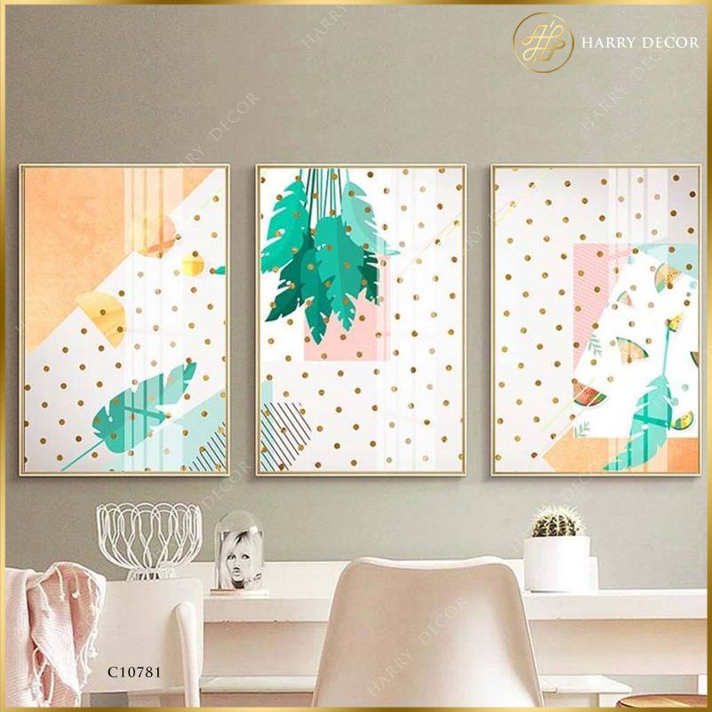  Bộ 3 Tranh Lông Vũ Dâu Tây C10781 