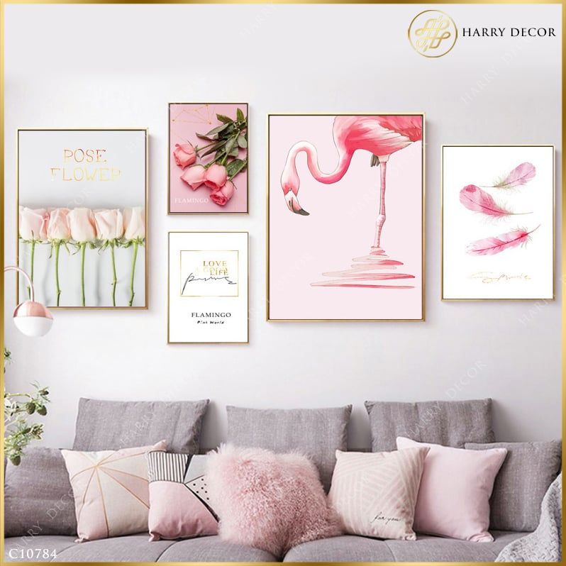  Bộ 5 Tranh Rose Flower And Flamingo C10784 