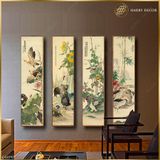  Bộ 4 Tranh Hoa Và Chim Truyền Thống C10797 